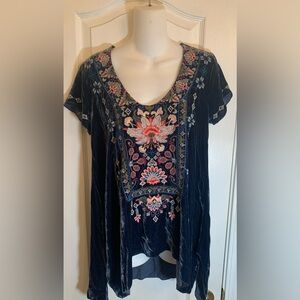Johnny Was Nindi Velvet Drape Top Ladies Size XS